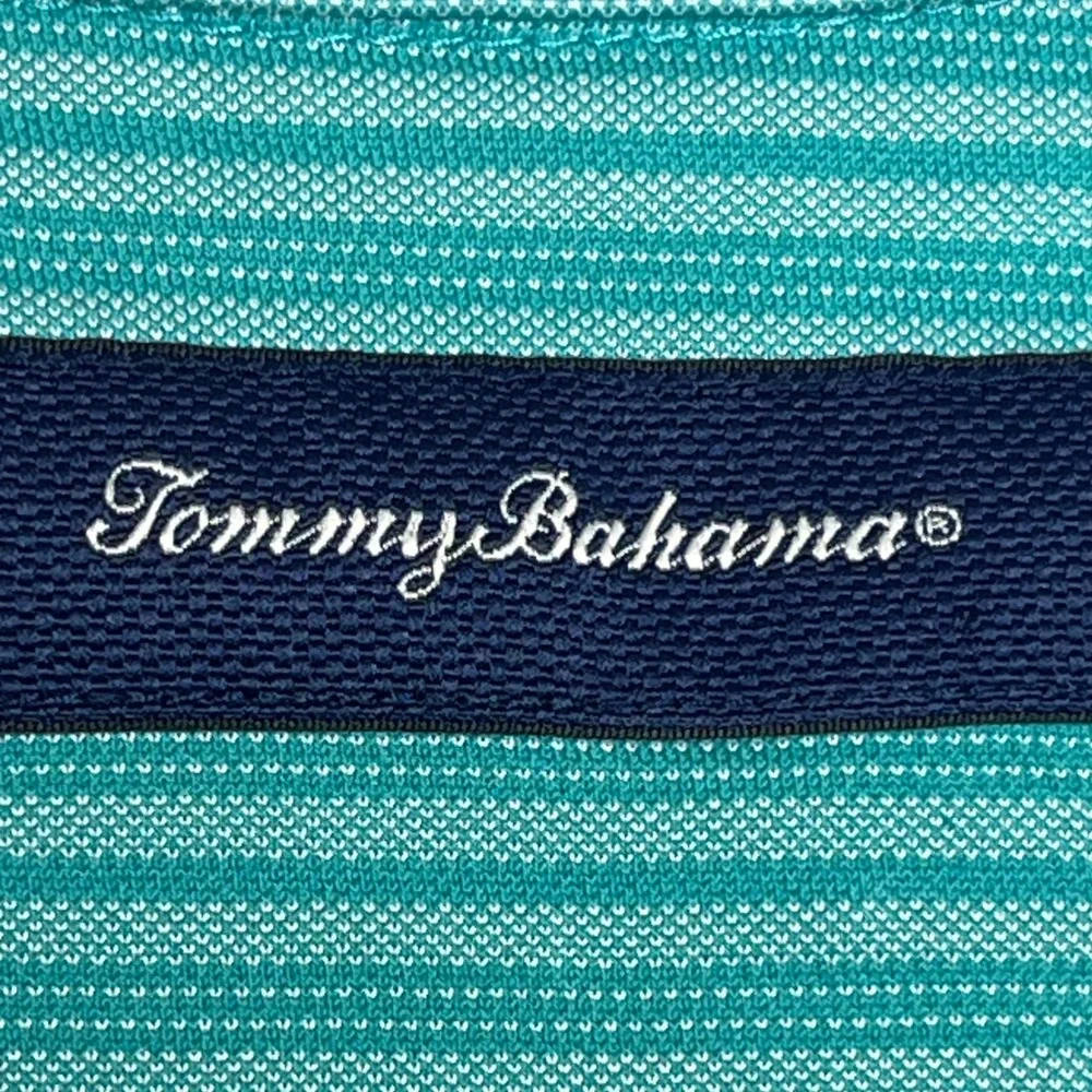 Tommy Bahama Striped Polo Shirt XL Pima Cotton Blue Green Golf‎ Sport